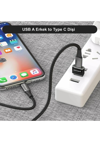 Usb A To Type C Dönüştürücü Adaptör Yeni Nesil Şarj Kablo Çevirici Siyah 2 Adet Siyah