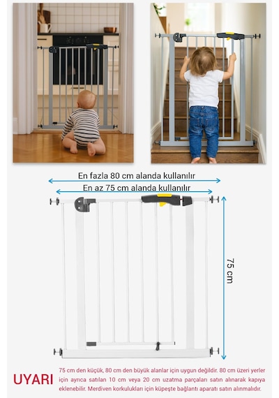 Wellgro Pro 75-80 Cm Çocuk Güvenlik Kapısı, Merdiven Kapısı Ve Korkuluk