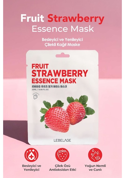 Lebelage Çilekli Kağıt Maske Lebelage Fruit Strawberry Essence Mask
