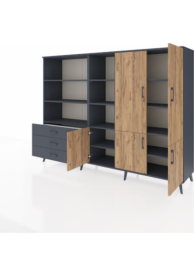 Hyperion Dolap 11 Raflı 3 Çekmeceli 5 Kapaklı 220x44x163 Antrasit Antrasit-çam/antrasit Hyperion Dolap 11 Raflı 3 Çekmeceli 5 Kapaklı 220x44x163 Antrasit Antrasit-çam/antrasit
