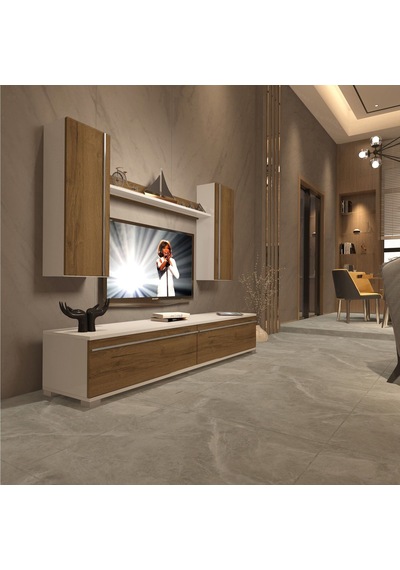 Decoraktiv Eko 7 Mdf Std Tv Ünitesi Tv Sehpası - Beyaz Pera Beyaz - Meşe