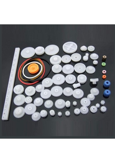 60 Parça Plastik Dişli Seti Oyuncak Robot Araba Gear Dıy Kremayer Çark Kasnak Lastik Sonsuz Dişli