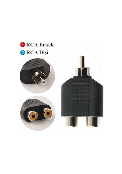 RCA Erkek to 2 RCA Dişi Ayırıcı Adaptör