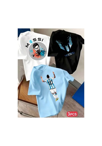 Stil-x Yeniz Sezon Messı Baskılı 3' Lü Takım Erkek Çocuk Tshırt, %100 Pamuk Soft Kumaş Çok Renkli-1a Stil-x Yeniz Sezon Messı Baskılı 3' Lü Takım Erkek Çocuk Tshırt, %100 Pamuk Soft Kumaş Çok Renkli-1a