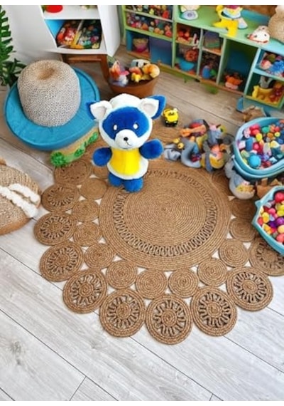 Tr Doğal Jüt Kilim Moderin Görünümlü Salon Örtüsü Paspas Halı Banyo Mutfak Halısı Yatak Odası Veranda Balko Diğer