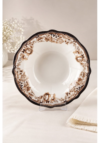 Porser Porselen Velour Brown Fulya Bowl Kase 26cm Tekli Çok renkli