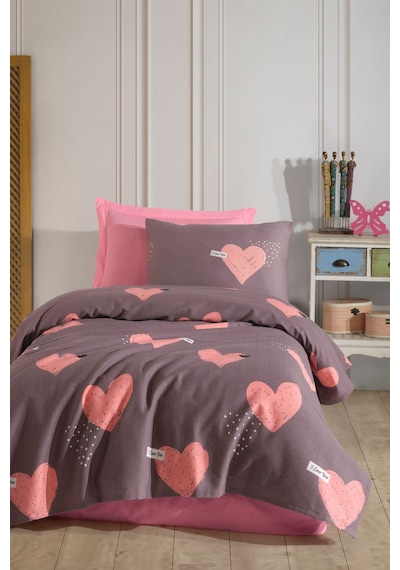 Doğal Pike Baskılı Tek Kişilik Jana Pembe Pembe