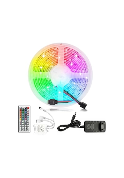Mey İthalat 5050 Rgb Led Şerit 5 Metre Uzaktan Kumandalı Ortam Aydınlatma Led