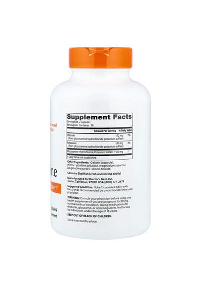 Doctor's Best - Glucosamine - 1500mg - 180 Capsules 750 Mg Per Capsule