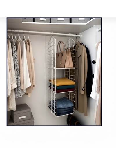 As Kamp Dolap İçi Düzenleyici Raf Organizer 110x30x30cm Beyaz Beyaz