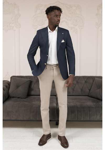 Paul Martin Slimfit İtalyan Yaka Astarlı Torba Cepli Blazer Ceket Lacivert