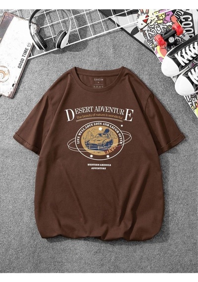 Flood Of Style Kadın Kahverengi Desert Bisiklet Yaka Tshirt