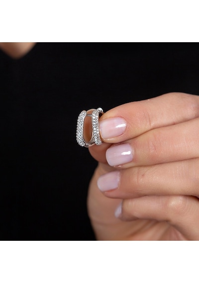 Gümüşhediyeal Starlight Diamond Mikro Zirkon Taşlı "U" Tasarım 925 Ayar Gümüş K