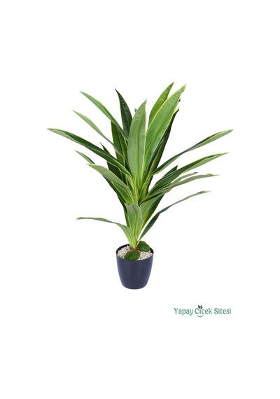 Yapay Çiçek Sitesi Plastik Saksıda Dracena Ağacı Limon Yeşili 105 Cm Yeşil