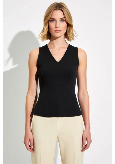 Benerly Kadın Bluz V Yaka Kolsuz Peplum İnterlok Örme Düz Desen Regular K siyah Benerly Kadın Bluz V Yaka Kolsuz Peplum İnterlok Örme Düz Desen Regular K siyah