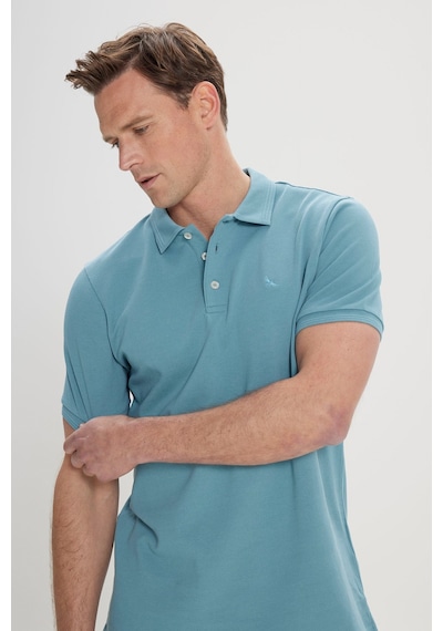 Ac&Co / Altınyıldız Classics  Erkek Petrol Slim Fit Dar Kesim Polo Yaka %100 Pamuk Kısa Kollu Tişört Petrol