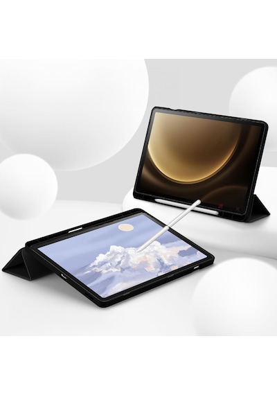 Samsung Galaxy Uyumlu Tab S9 Plus X810 12.4 İnç Kılıf Premium Silikon Kalem Bölmeli Smart Case Kapaklı Kılıf
