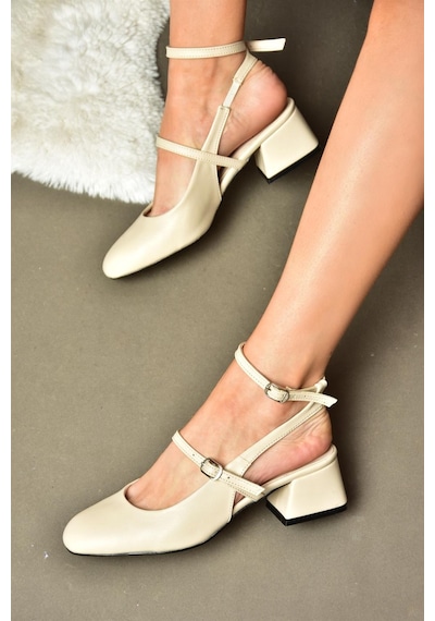Fox Shoes P654137009 Bej Mary Jane Alçak Topuklu Kadın Ayakkabı Maryjane Bej