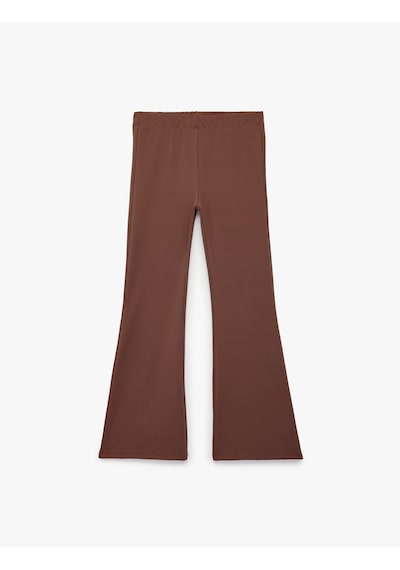 Koton Beli Lastikli Slim Fit İspanyol Paça Tayt Kahverengi 7wkg40036ak Kahve