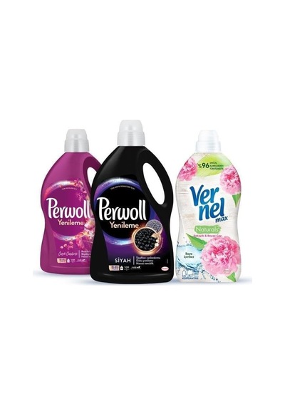 Sıvı Çamaşır Deterjanı 2x3l 95 Yıkama Siyah+çiçek Cazibesi+vernel Max 1440ml Şakayık