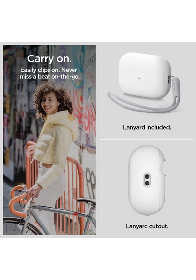 Airpods Pro 2/1 İle Uyumlu Kılıf Silicone Fit + Strap White - Acs05811