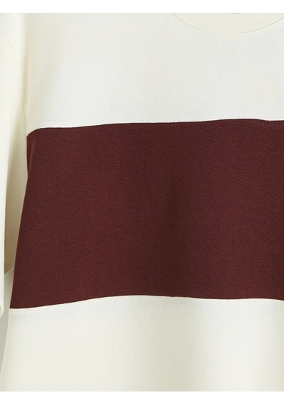 Lc Waikiki Bordo Bisiklet Yaka Renk Bloklu Erkek Tişört