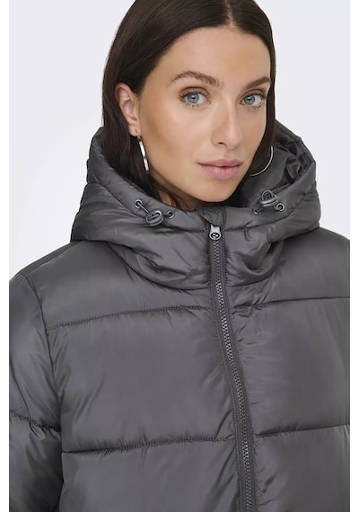 Only Kadın Onlmontana Kapüşonlu Uzun Şişme Mont 15226559 Gri Gri