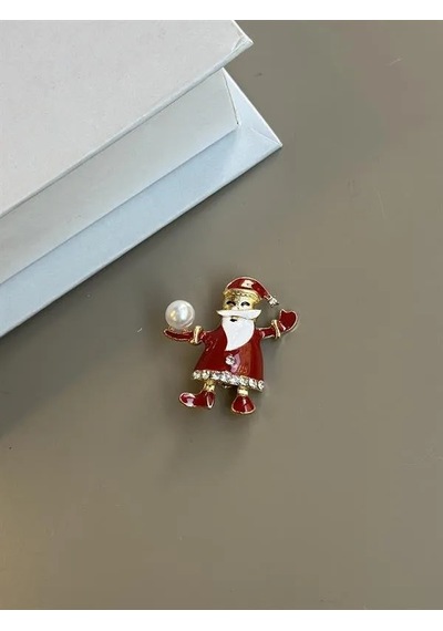 Jenerik Noel Baba Broş - Kırmızı