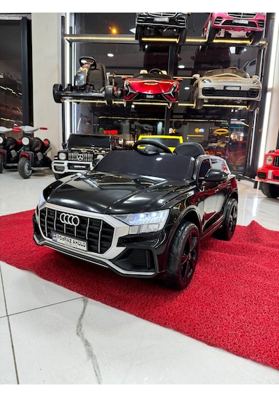 Poyraz Akülü Yumuşak Lastikli Audi Q5 12v Akülü Araba Özel Plaka 0-5 Yaş Metalik Siyah