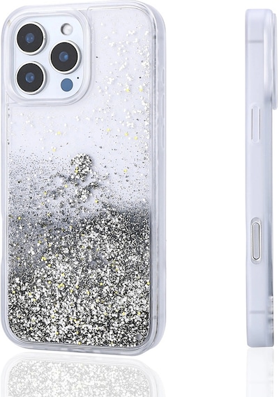 Apple Uyumlu iPad iPhone 12 Pro Kılıf Sıvılı Simli Şeffaf Arka Yüzey Zore Keto Silikon Kapak Gümüş