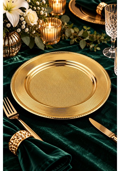 6'lı Gold Paslanmaz Çelik Supla Seti 33 Cm Amerikan Servis Ve Sunum Altlığı Altın - 941836501 Altın