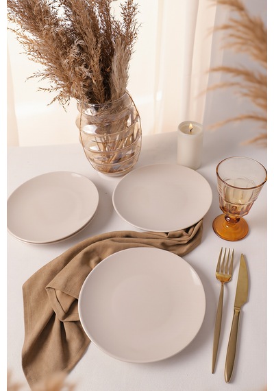 Keramika Krem Ege Pasta Tabağı 20 Cm 4 Adet 036