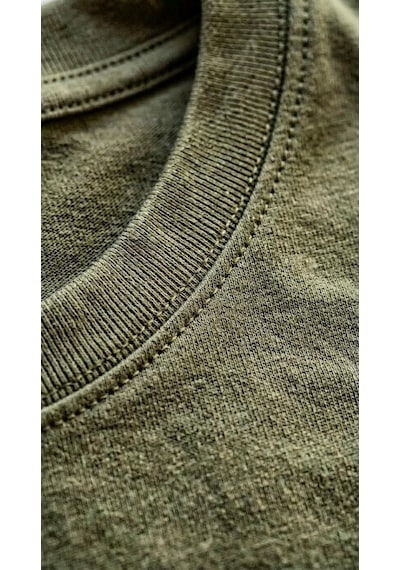 Plus Scorpion T02 Kol Katlama Erkek Slim Fit Basic Tişört Bisiklet Yaka, Düz Kumaş, Yazlık Model Haki
