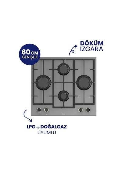 Fryart XE63CPR-LN388-D082SA Gri Chef Edition 3'lü Ankastre Set