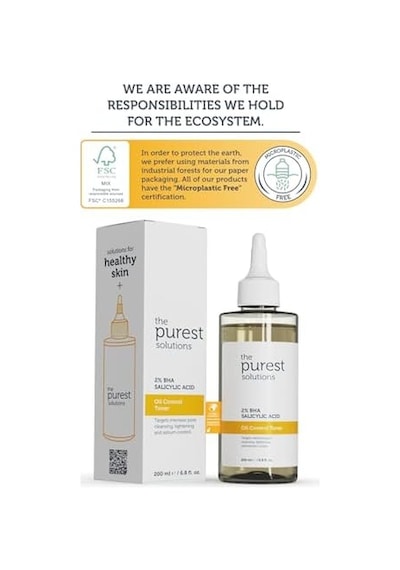 The Purest Solutions, Siyah Nokta Ve Gözenek Görünümü Önlemeye Yardımcı Salisilik Asit Tonik,yağlı Ve Karma Cilt, 200 Ml
