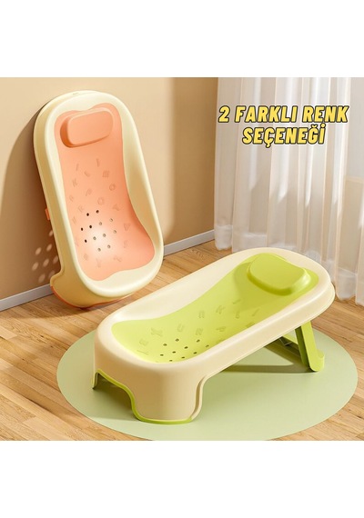 Katlanabilir Silikon Bebek Besleme Ve Yıkama Banyo Oturağı Alt Değiştirme Sehpası Pembe