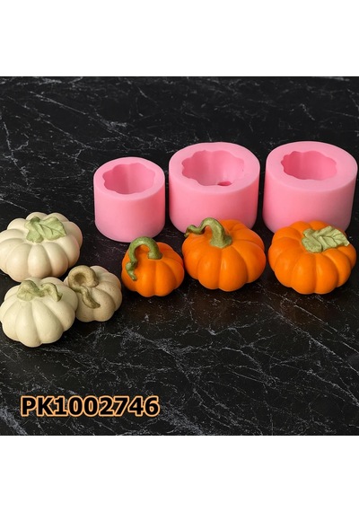 Pk1002746 - Silikon Kalıp Mum Kalıbı - 3'lü Set Kabaklar Renksiz