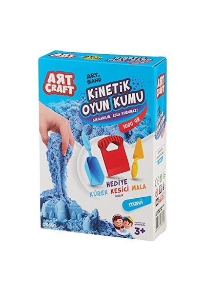 Art Craft 03691 Aksesuarlı Kinetik Oyun Kumu, Mavi, 1000 Gr