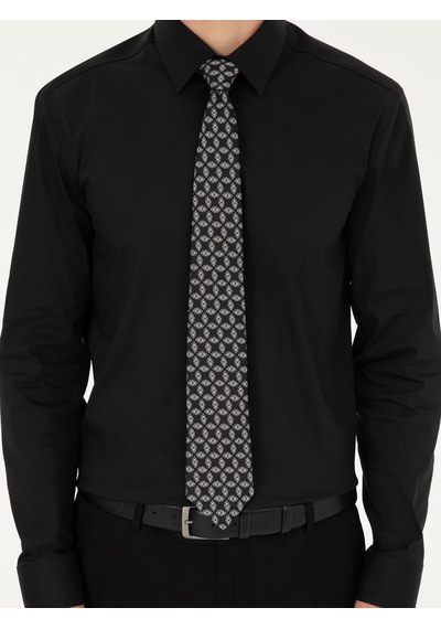 Cacharel Siyah Slim Fit Pamuk Karışımlı Klasik Gömlek