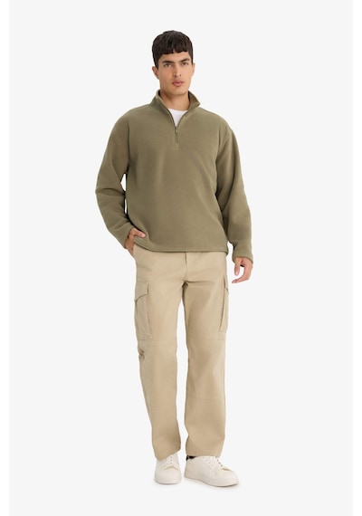 Defacto Relax Fit Yarım Fermuarlı Polar Sweatshirt F0448ax25aukh401 Haki-kh401