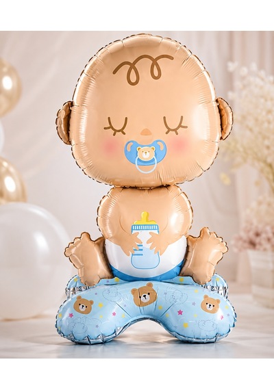 Mavi Bebek Ayaklı Folyo Balon 63x34 Cm Baby Shower Cinsiyet Parti Süsü Çok Renkli