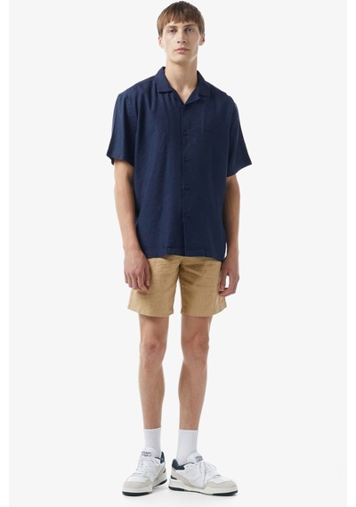 Lacoste Men's Relaxed Fit Shirt Rahat Kesim Kısa Kollu Erkek Keten Gömlek Lacivert