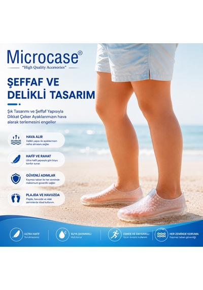 Microcase Unisex Şeffaf Deniz Ayakkabısı Nefes Alabilen Delikli Yapı Kaymaz Taban Al99099