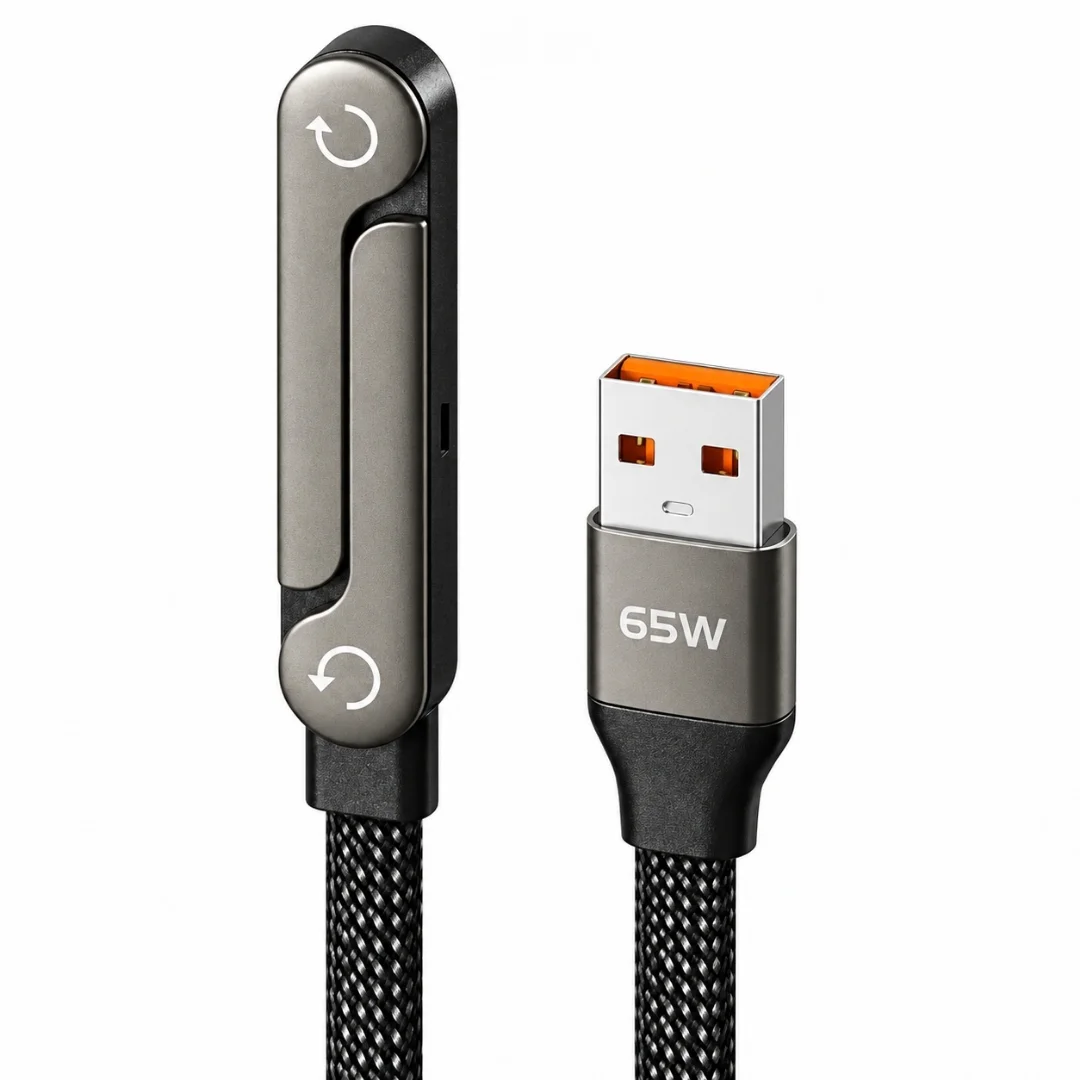 Samsung Uyumlu Usb 3.0 To Type C Şarj Data Kablosu Standlı Katlanabilir Hızlı 65w Örgülü Kablo 2 Metre