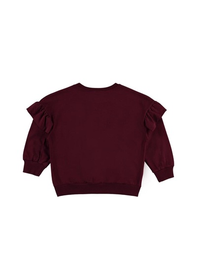 Civil Girls Roba Fırfırlı 10-13 Yaş Sweatshirt Koyu Bordo