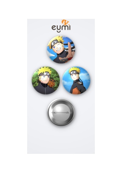 Naruto Animesi Naruto Uzumaki 3'lü Metal Rozet Seti 58mm İğneli Buton Çanta Yaka Rozeti Çok Renkli