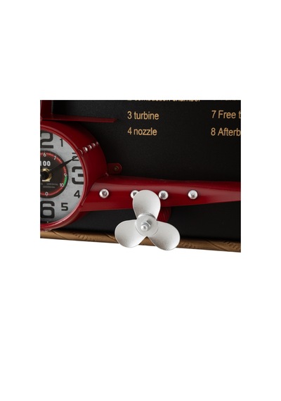 Mudo Home Aırplane Kırmızı Duvar Saati 78x8x21cm Siyah