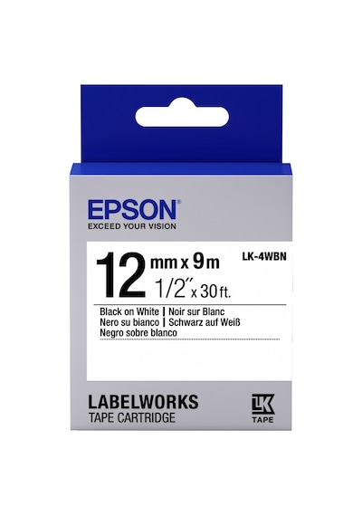Epson Lk-4Wbn Standart Siyah Üzeri Beyaz 12MM 9Metre Etiket