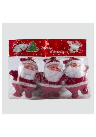 3'lü Noel Baba Yılbaşı Ağaç Süsü 0448 Kırmızı