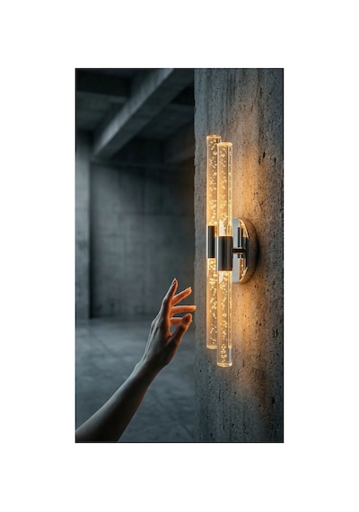 Bubbleflux Dubble Medium 40 Cm Modern Tasarım Led Aplik - Duvar Lambası - Gümüş - Pilli - Günışığı Gümüş Pilli